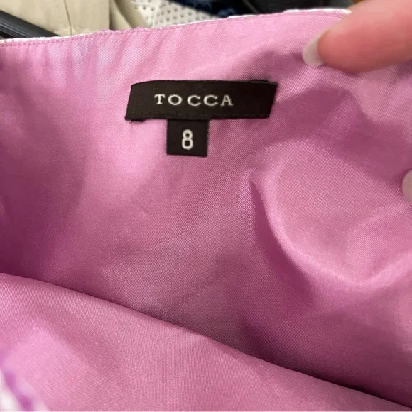 Tocca Pink Raspberry and White Gingham Strapless Silk Dress Sz 8 - Picture 4 of 13